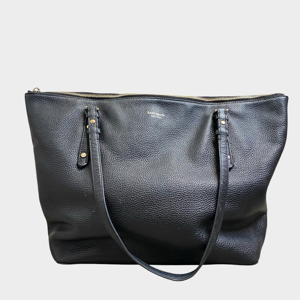 Kate Spade Tote Bag Large Black Pebbled Leather Shoulder Work Zip Top